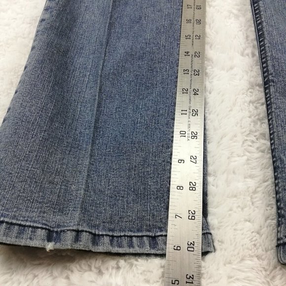 Duplex Womens Jeans Straight Leg Blue Denim Medium Wash Mid Rise Stitching 10 - Picture 7 of 12